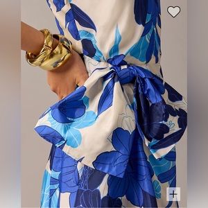 SALE JCrew collection one-shoulder ruffle-hem dress in blue painted floral print